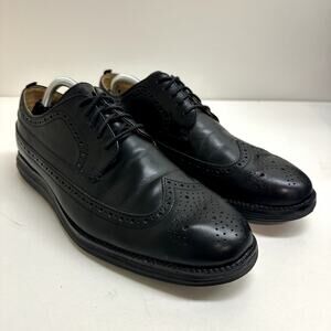 VGUC Cole Haan Longwing Oxfords Gunboats Black Leather Dress Sneakers 10.5